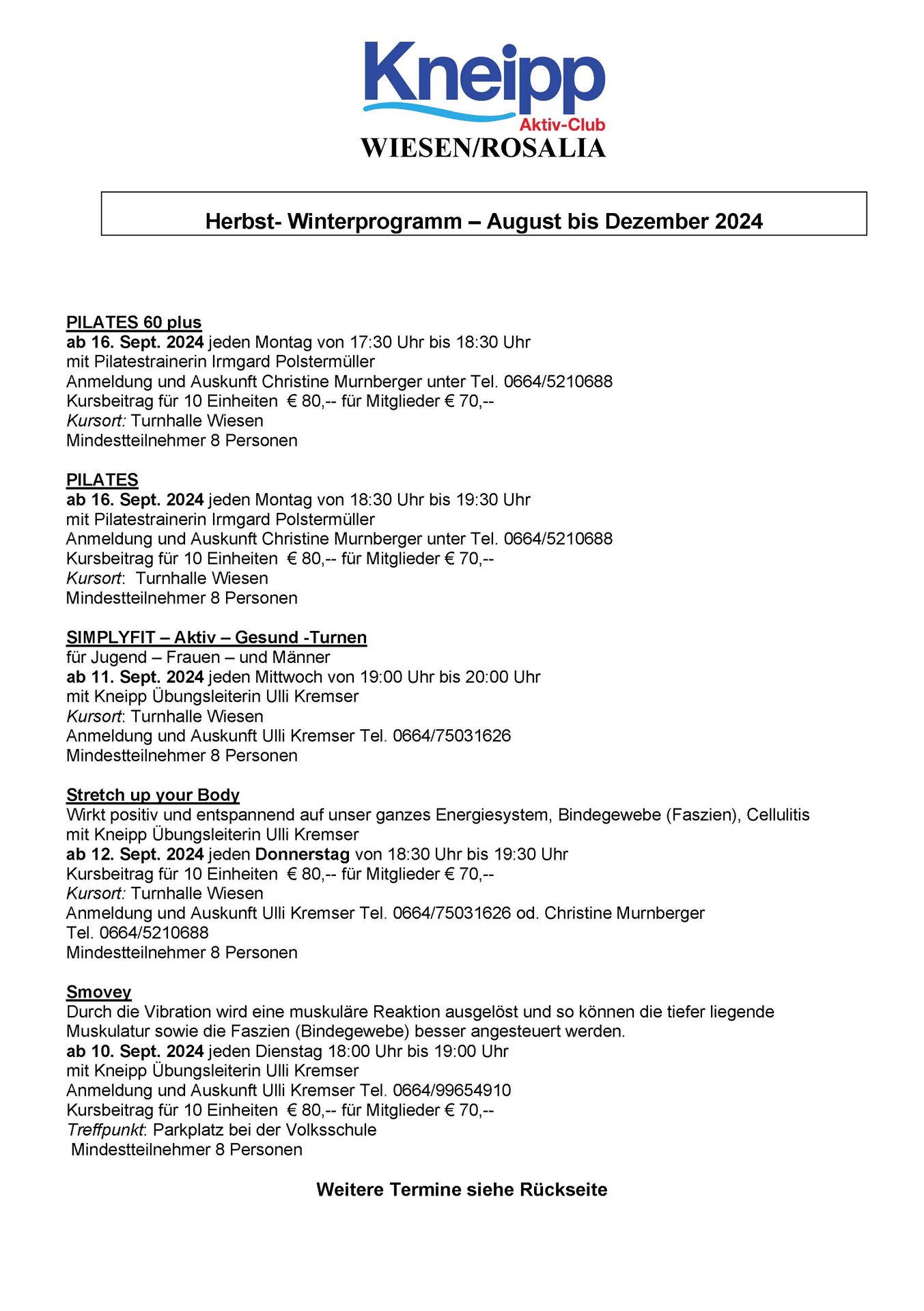 KURSPROGRAMM September-Dezember 2024
