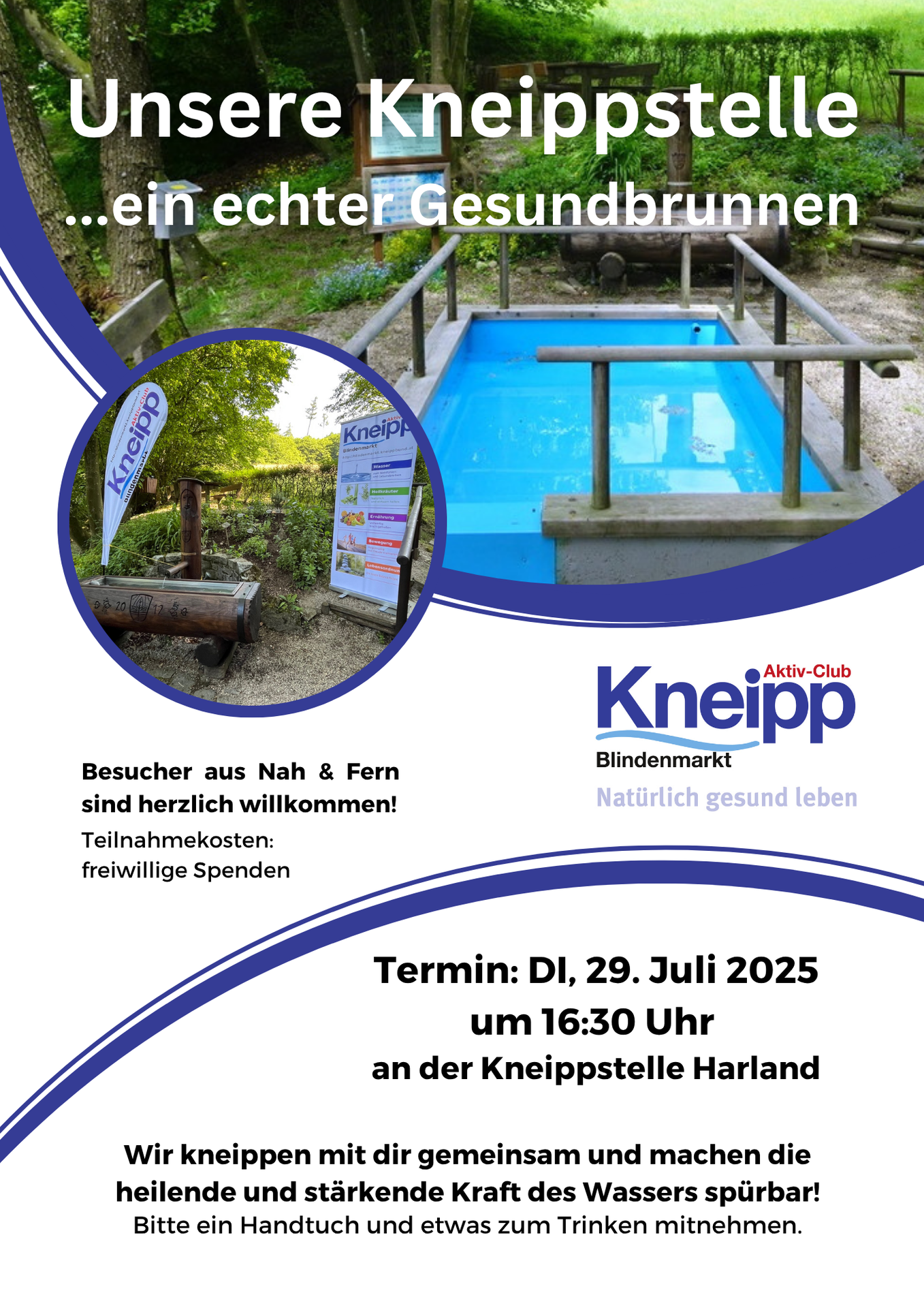 Angeleitetes Kneippen an unserer Wasserstelle am 29. Juli 2025 – wetterbedingt abgesagt!!!